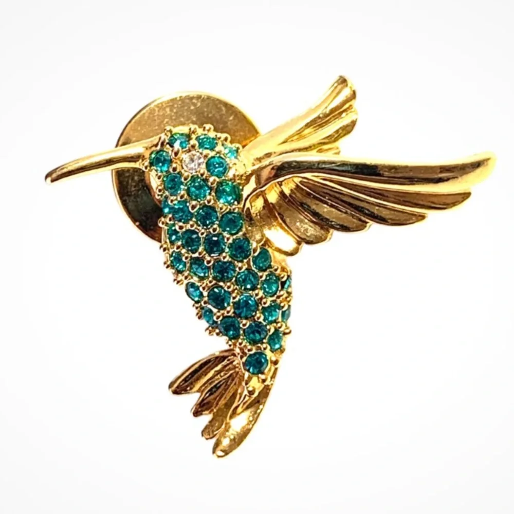 Hummingbird Smithsonian Institution Birthstone Gold & Emerald Lapel Pin - Picture 8 of 8